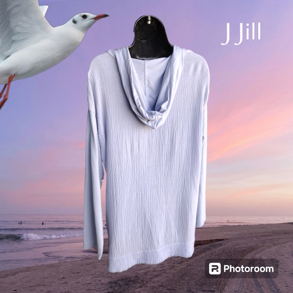 Pure J Jill Blue Oversized Hoodie Top Sz Sm - Picture 4 of 6